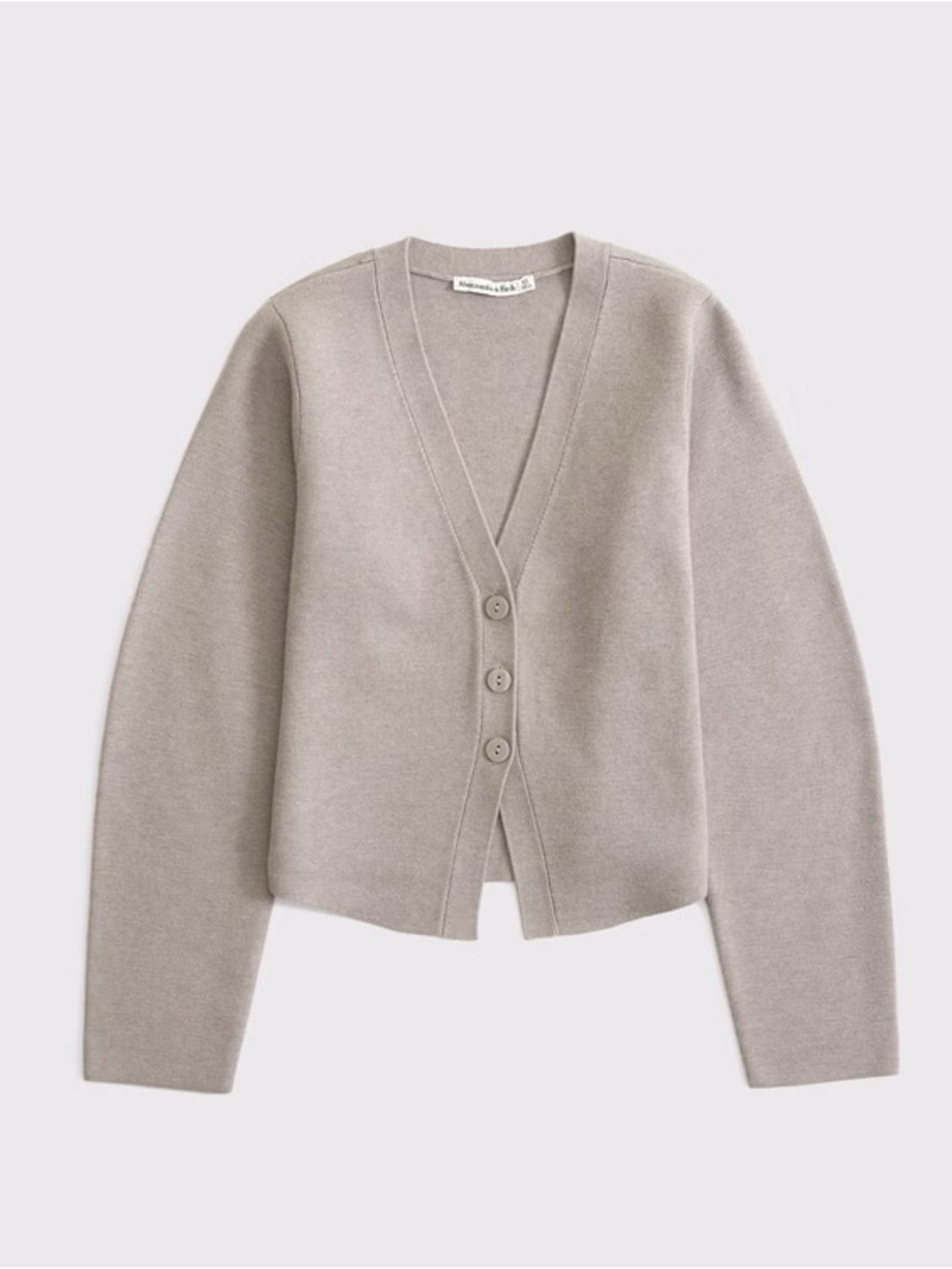 Abercrombie & Fitch Cropped V-Neck Button Cardigan - Light Taupe
